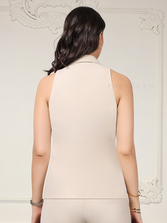 Long-line Waist-coat (W/O Pockets)- Warm White