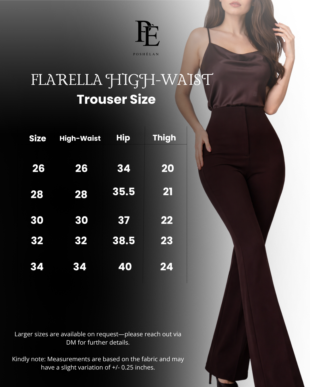 Flarella High Waist Flared trousers (W/O Pocket)- Cocoa Brown (NEW) -