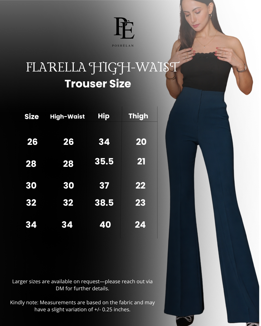 Flarella High-Waist Flared trousers (W/O Pocket)- Cyan Blue