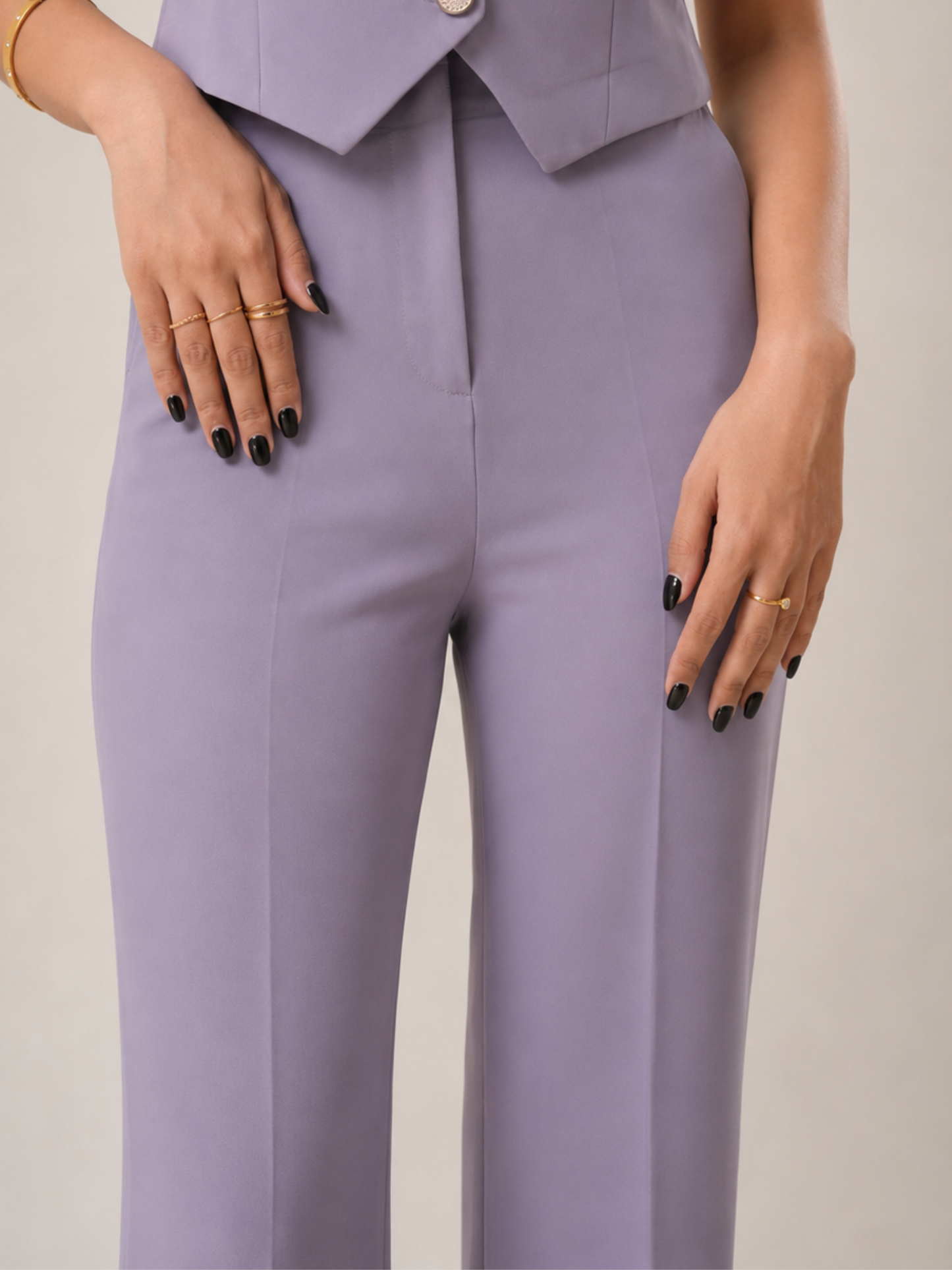 Straight-fit High-waist Trouser (With Pockets)- Lavender