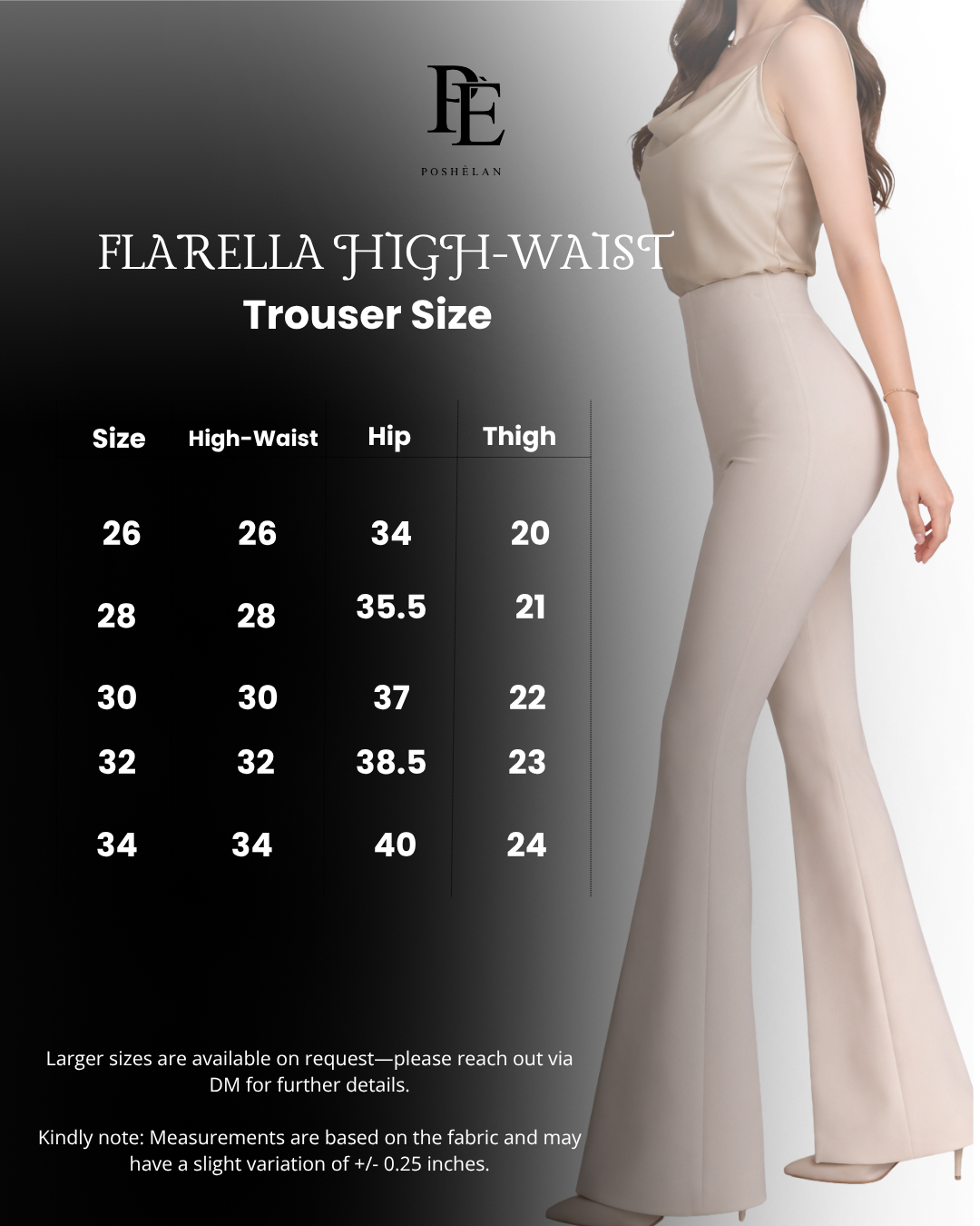 Flarella High-Waist Flared trousers (W/O Pocket)- Warm White (NEW)