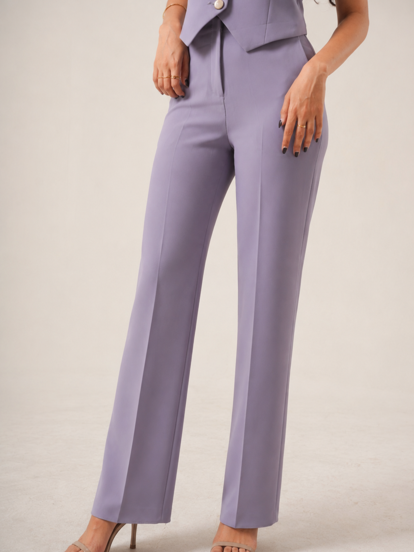 Straight-fit High-waist Trouser (With Pockets)- Lavender