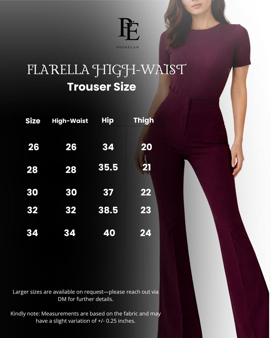 Flarella High-waist Trouser(W/O Pocket)- Cherry Wine