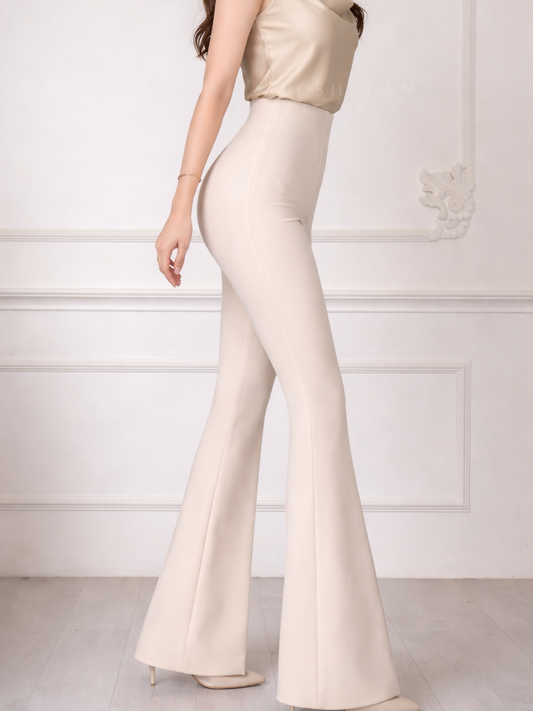 Flarella High-Waist Flared trousers (W/O Pocket)- Warm White (NEW)
